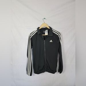 Men's Small Adidas Black Jacket with White Accents